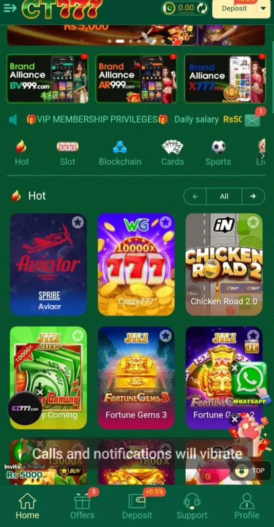 CT777 Game interface screenshot image..