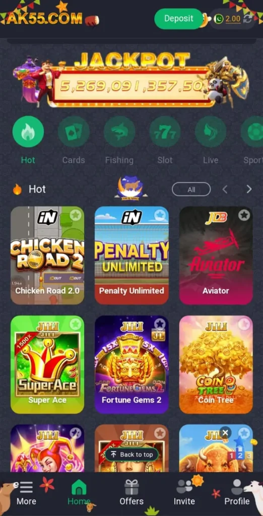 AK55 Game interface screen shot image