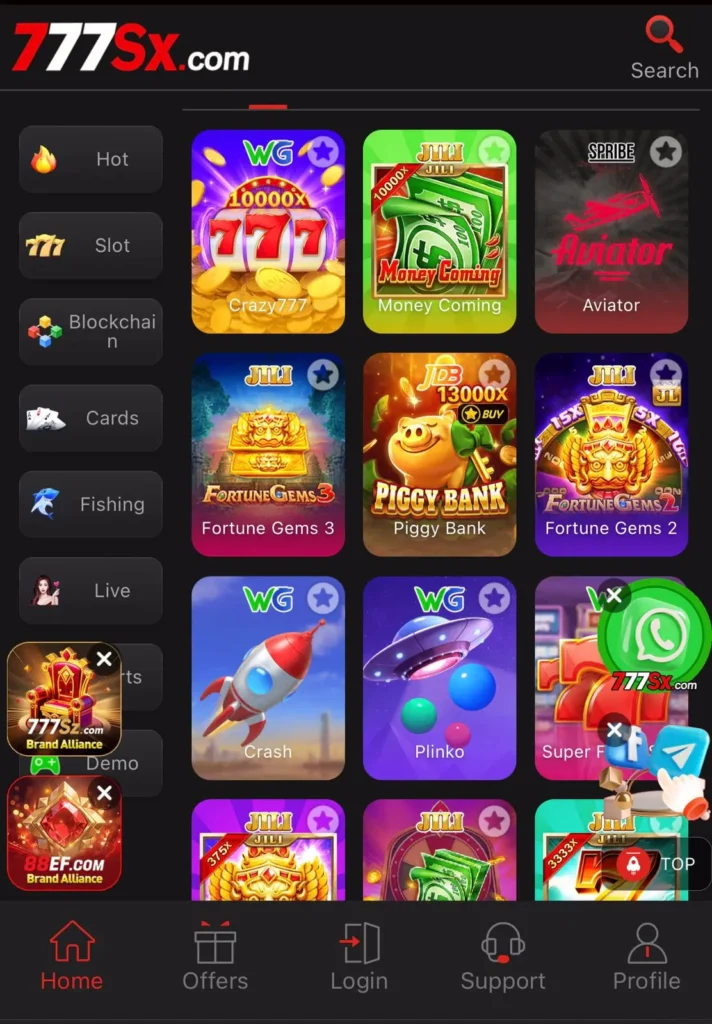 777SX Game interface screenshot image.