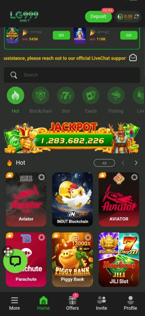 LG999 Game Dashboard Image