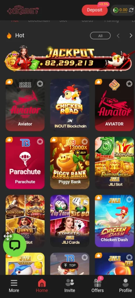 X92BET Game Dashboard Image