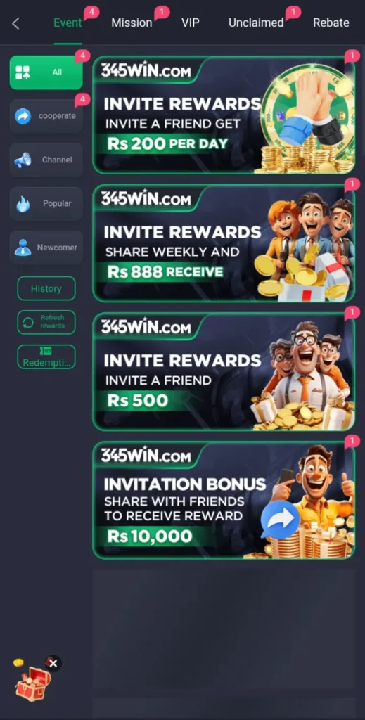 345WIN Game Dashboard Image