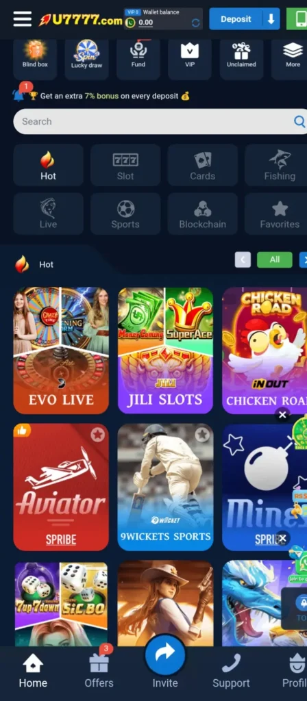 U7777 Game Dashboard  Image