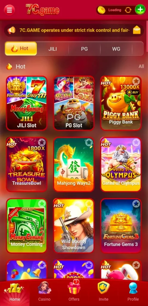 7C Game Interface screen Image