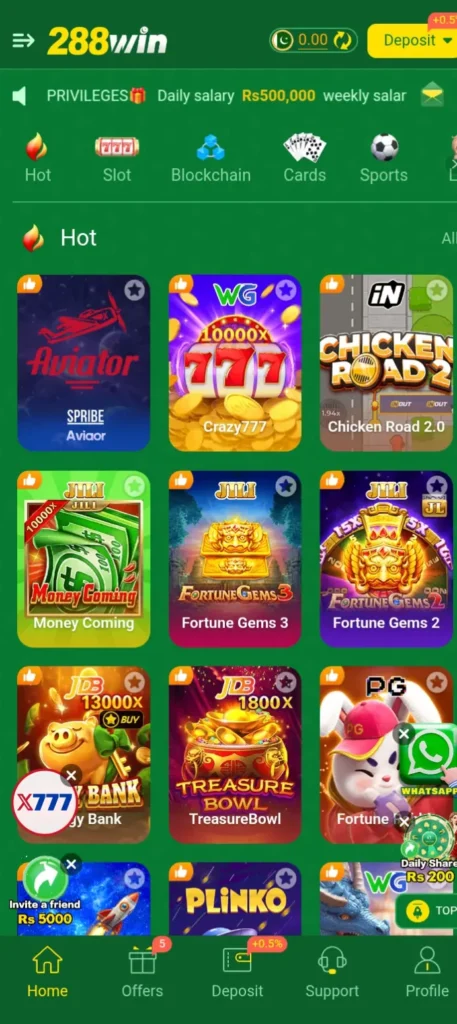 288WIN Game Dashboard Image