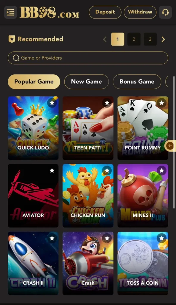 BB98  Game Dashboard Image